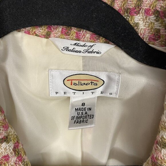 Vintage Talbots Wool Tweed Plaid Blazer Jacket Petite 8 Italian Fabric Button - Picture 2 of 4
